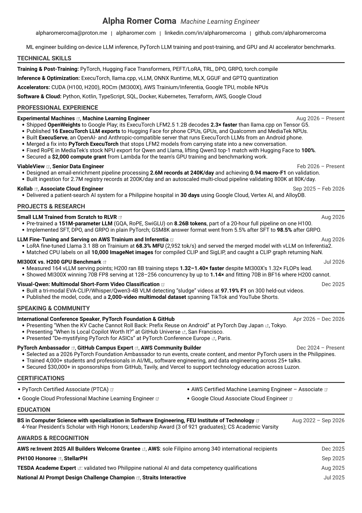 Alpha Romer Coma's resume. A text version follows below.